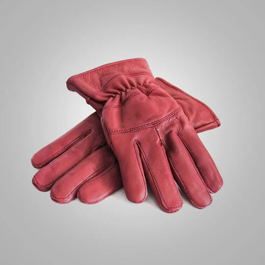 Men's Dark Red Perfect Stretch Genuine Leather Winter Gloves 149.99