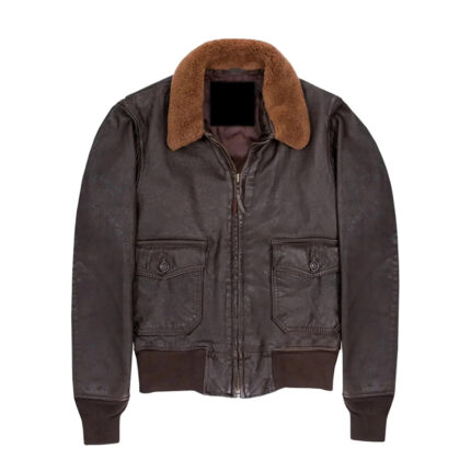Men’s Brown Cockpit Flight Jacket Shearling Collar