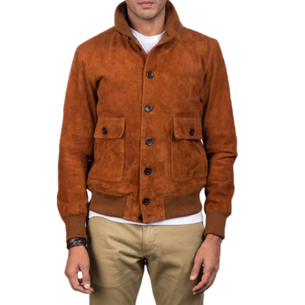 Eaton Brown Suede Bomber Jacket