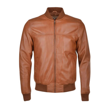 Men’s Leather Bomber Jacket Classic Fit