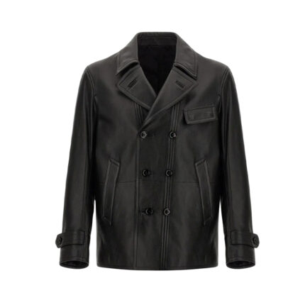 Freddie Men’s Black Double-Breasted Leather Jacket