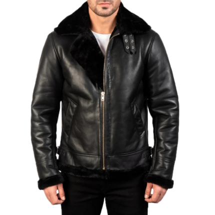 Alberto Shearling Black Leather Jacket